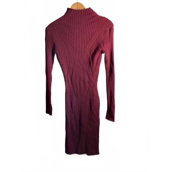 Dresses & Skirts - Timing Ribbed Sweater Bodycon dress  Burgundy Large